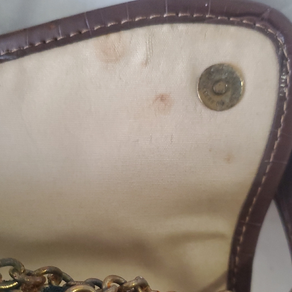 Vtg Mario  Valentino Brown and Gold Patterned Shoulder Bag - Picture 11 of 15